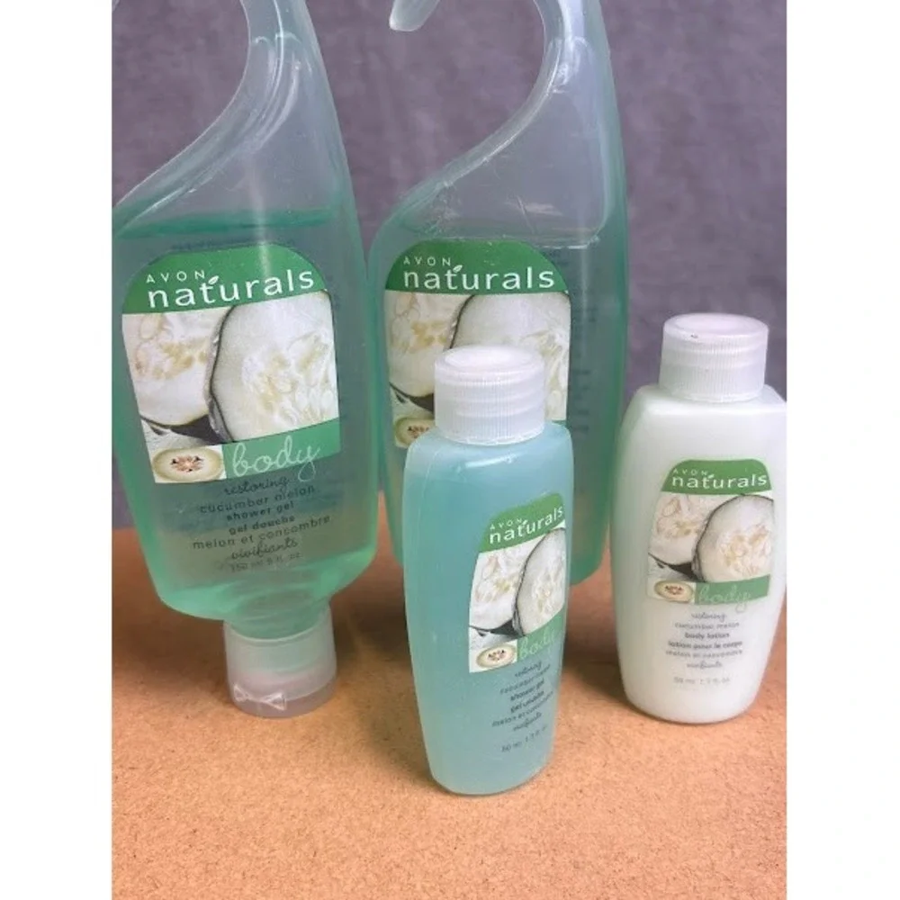 Avon Naturals Cucumber Melon Body Wash Lotion‎ Set 2 Large 2 Small Bottles